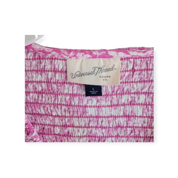 Universal Threads Pink Floral Smocked Ruffled Mini Dress Size L - Picture 5 of 10